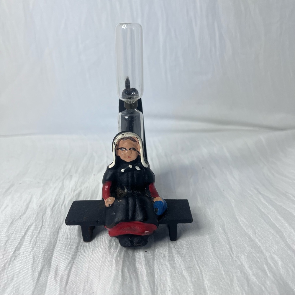 Vintage Amish Cast Iron Egg Timer Girl Figure COLLECTIBLE WILTON West Germany